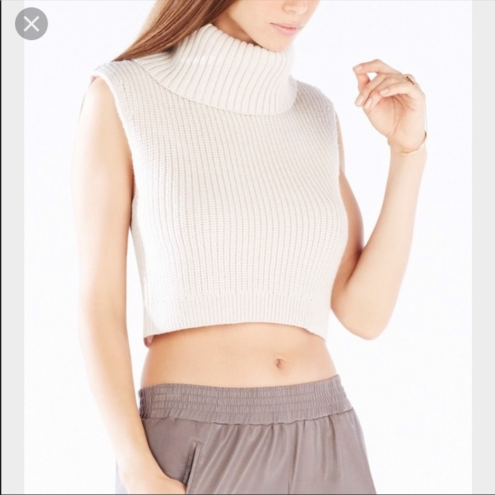 BCBGMaxAzria Cream Turtleneck Tank Crop